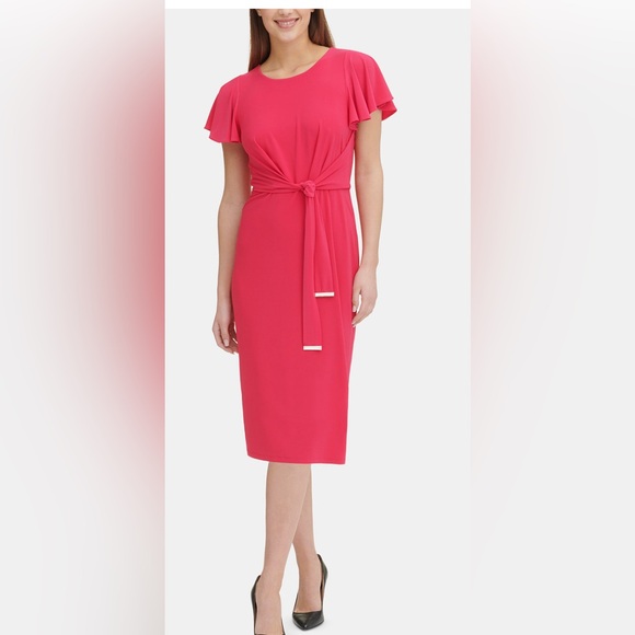 Tommy Hilfiger Dresses & Skirts - Tommy Hilfiger flutter-sleeve a-line dress in coral size 10.